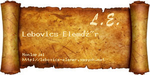 Lebovics Elemér névjegykártya